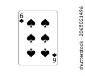 Vector illustration  poker card symbols. Card number 6 spade. Isolated on a blank, editable and changeable background.