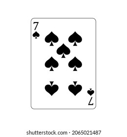 Vector illustration  poker card symbols. Card number 7 spade. Isolated on a blank, editable and changeable background.