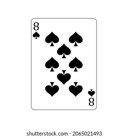 Vector illustration  poker card symbols. Card number 8spade. Isolated on a blank, editable and changeable background.