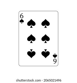 Vector illustration  poker card symbols. Card number 6 spade. Isolated on a blank, editable and changeable background.