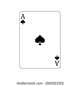 Vector illustration  poker card symbols. Card number ace spade. Isolated on a blank, editable and changeable background.