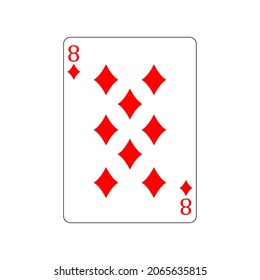 Vector illustration  poker card symbols. Card number 8 diamond. Isolated on a blank, editable and changeable background.