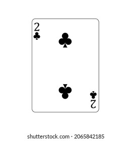 Vector illustration  poker card symbols. Card number two curly. Isolated on a blank, editable and changeable background.