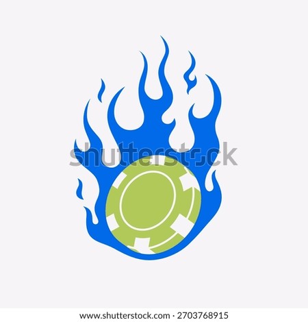 Vector illustration of a poker chip on fire. Dynamic and energetic design, perfect for casino, poker, and gambling projects.