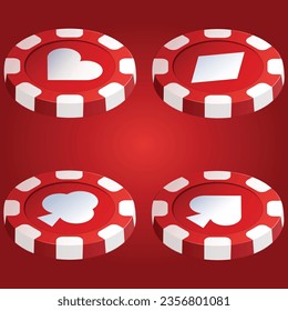 vector illustration of poker chips in red color
