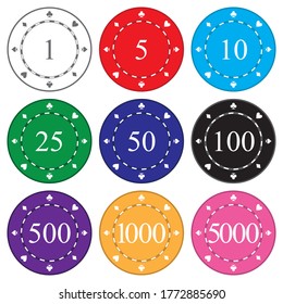 Vector Illustration Poker Chips Varying Amounts Stock Vector (Royalty ...