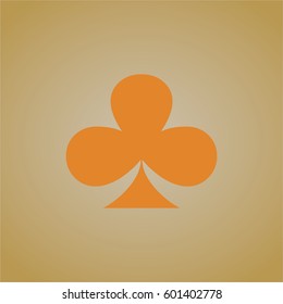 Vector illustration of poker clover icon in orange.

