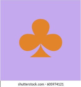 Ilustración vectorial del icono del trébol de póquer en naranja
