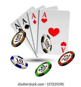 vector illustration poker gambling chips poster . poker collection with chips