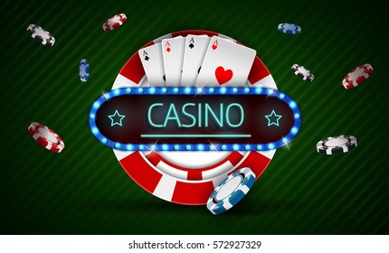 Vector illustration of Poker gambling chips. Poker collection with chips