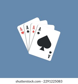 Vector illustration of poker icon, playing cards, winner, card game, casino, luck, aces.