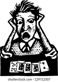 Vector illustration of poker player loosing
