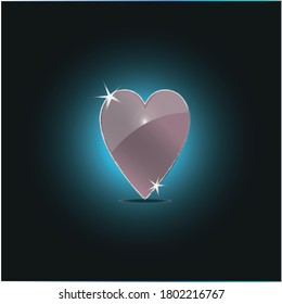 Vector illustration of poker sign (heart) on black background with blue frozen-like gradient