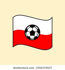 Vector illustration of Poland flag and classic soccer ball. Perfect for sport events, soccer tournaments, supporters and international competitions.