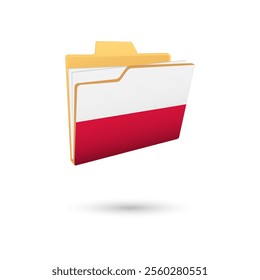 Vector illustration of Poland flag isolated in file folder on white background.