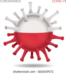 Ilustración vectorial de la forma del virus del pabellón de Polonia aislada en fondo blanco