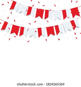 Vector Illustration of  Poland Independence Day. Garland with the flag of Poland on a white background.
