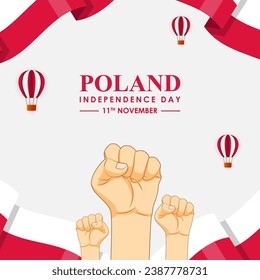 Vector illustration of Poland Independence Day social media feed template