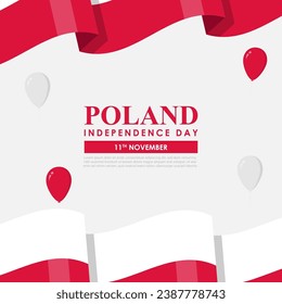Vector illustration of Poland Independence Day social media feed template
