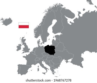 vector illustration of Poland map and flag
