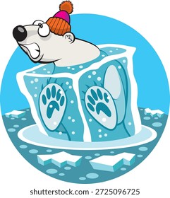 Vektorgrafik eines Eisbären, der während eines Wohltätigkeitstauchens erstarrt!