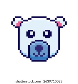 Vector Illustration of Polar Bear Head with Pixel Art Design, perfect for game assets themed designs