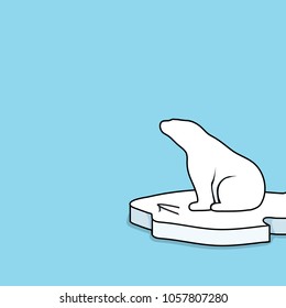 Vector illustration polar bear  sitting on ice cap