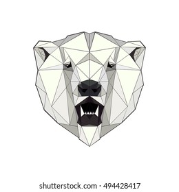 vector illustration of a polar bear in a triangular style