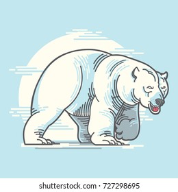 Vector Illustration : Polar Bear Walk in Snow