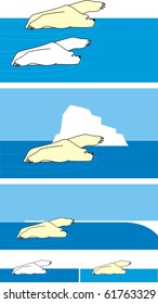 Vector illustration of a polar white bears swimming in the sea - cartoon