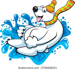 Vector illustration of a PolarBear taking a charity plunge!