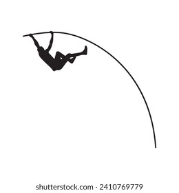 Vector Illustration of Pole Vault Silhouette