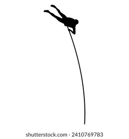 Vector Illustration of Pole Vault Silhouette