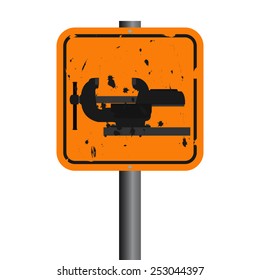 Vector illustration. Pole wish orange sign vise silhouette. Isolated on white background