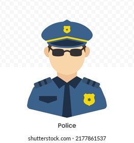 Vector illustration of Police Avatar in color on a transparent background (PNG). EPS Vector