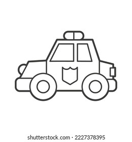 Vector Illustration of an police car. Icon style with black outline. Logo design. Coloring book for children