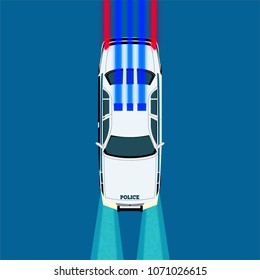 vector illustration of a police car zenital point of view