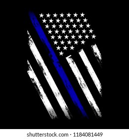Vector Illustration Police Department Flag, US Flag, Blue Line,