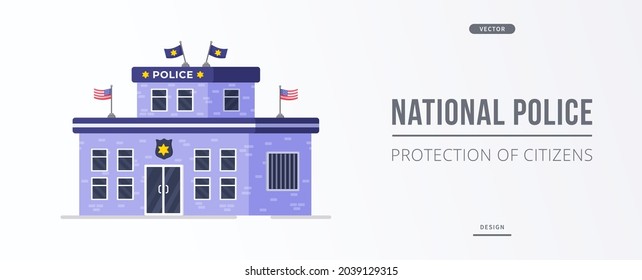 Vector illustration of the police department. In honor of the heroic policeman.