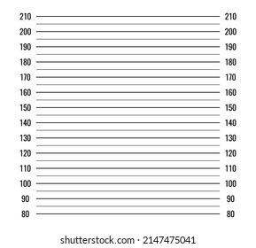 Vector illustration police mugshot isolated on white background. Police lineup background with centimeter scale. Police mugshot board template.