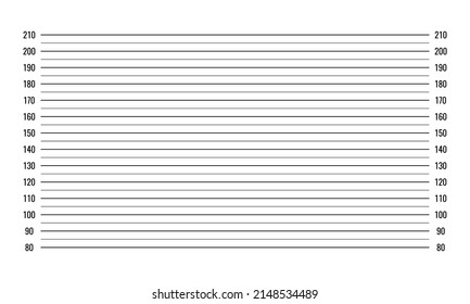 Vector illustration police mugshot isolated on white background. Police lineup background with centimeter scale. Police mugshot board template.