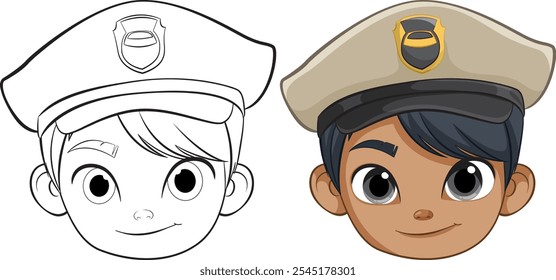 Ilustração vetorial de um personagem de policial