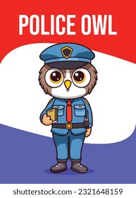 Vector Illustration, Police Owl, Animal Clipart