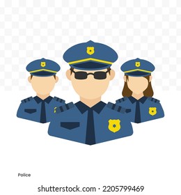 Vector Illustration Of Police Team Avatar In Color On A Transparent Background (PNG). EPS Vector