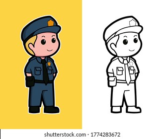 Vector illustration with police theme, perfect for children and educational themed products, such as books, textbooks, drawing books, illustrations for dictionaries, posters, stickers etc.