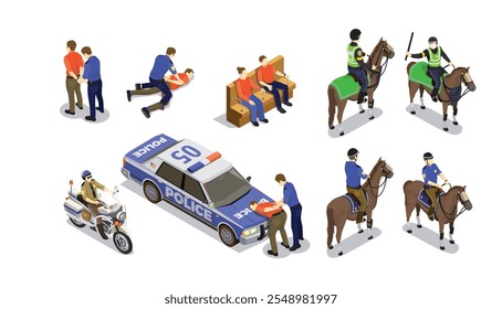 vector illustration of police work collection with flat design concept