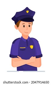 Vector illustration of a policeman character. Defender of the country.