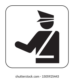 Vector illustration of policeman isolated black and white icon.