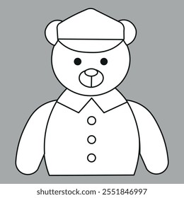 Vector illustration of policeman isolated on white background for kids coloring book
