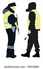 Ilustración vectorial del policía y del oficial de seguridad